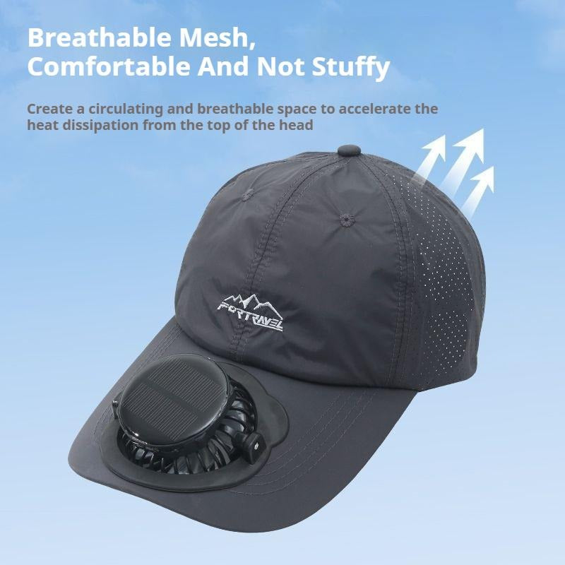 Summer Breathable Solar-Charging Fan Hat for Adults - Sun Protection Outdoor Baseball Cap with 1000mAh Battery, 8-16Hrs Runtime & Digital Display