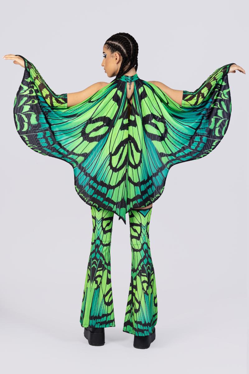 Green Fairy Wings Accessories, Rave Gear, Butterfly Wings, Matching Set, Fairy Rave Outfit, Festival Clothing